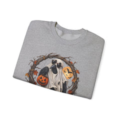 Halloween Ghost Crewneck Sweatshirt – 'Fuh-Cawf' Spooky Pumpkin Design