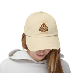 Funny Poopy Dupie Emoji Cap, Unisex Distressed Cap for Humor Lovers, Surprise Jewelry Reveal, Casual Wear, Unique Accessories, Trendy Hat