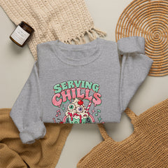 Halloween Sweatshirt — "Serving Chills with Extra Whipped Cream" Retro Ice Cream Graphic - BP