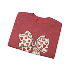 Valentine Heart Bow Sweatshirt — Cute Ribbon Graphic Crewneck