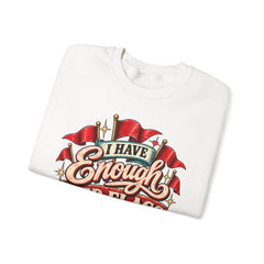 "I Have Enough Red Flags, Thanks" Vintage Banner Graphic Valentine Sweatshirt