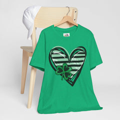 St. Patrick's Day Heart Tee - Unisex Jersey Short Sleeve Shirt with Clover Design