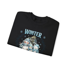 Winter Wonderland with Snowmen - Crewneck Sweatshirt -  Blue Design