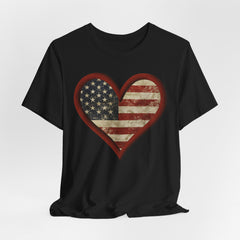 Patriotic Heart Tee - Love USA, American Pride Shirt, 4th of July, Independence Day, Memorial Day, Gift for Her