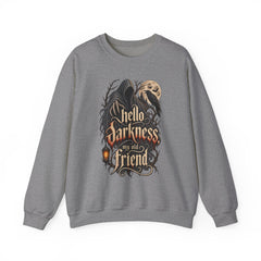 Hello Darkness Crewneck Sweatshirt — Gothic Moon Raven Graphic- Halloween