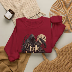 Hello Darkness Crewneck Sweatshirt — Gothic Moon Raven Graphic- Halloween