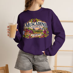 Muscadine Vineyard Crewneck Sweatshirt — Vintage Grape Winery Graphic - Southern Heritage