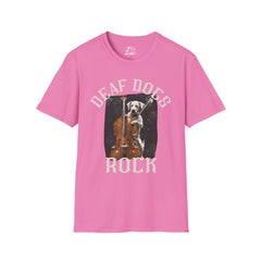 FB Rockstar Dog Unisex T-Shirt - Deaf Dogs Definitely Rock Upright Bass Design