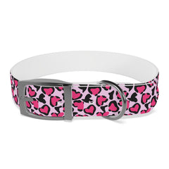 Dog Collar- Pink Leopard Print Hearts