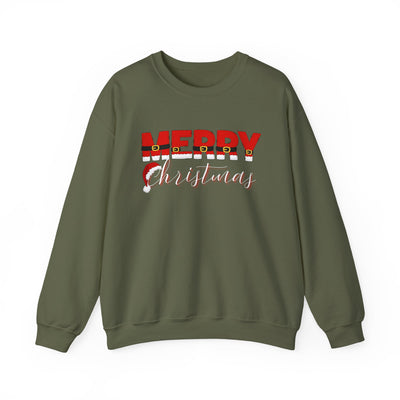 Christmas Crewneck Sweatshirt - Santa's Belt and Hat Design