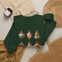 Crewneck Sweatshirt — Vintage Christmas Ornaments Holiday Pullover