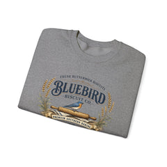 Bluebird Biscuit Co. Crewneck Sweatshirt — Vintage Bakery Logo Pullover