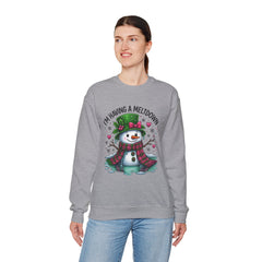 "I'm Having a Meltdown" Beautiful Melting Snowman Christmas Gildan Crewneck