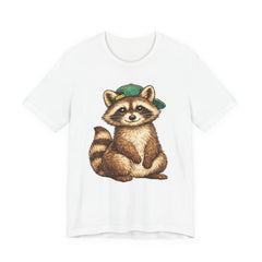 Cute Raccoon Graphic Tee — Adorable Cartoon Raccoon with Green Cap