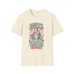 T-Shirt — "Serving Chills" Retro Dessert Graphic Tee (Extra Whipped Cream) - BP - Halloween