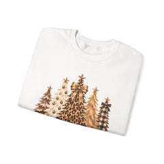 Leopard & Neutral Christmas Trees Crewneck Sweatshirt