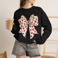 Valentine Heart Bow Sweatshirt — Cute Ribbon Graphic Crewneck