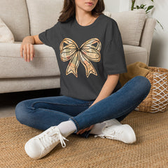 Vintage Newspaper Print Pen & Ink Bow T-Shirt