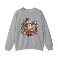 Country Christmas Sweatshirt — Vintage Snowman Holiday Crewneck
