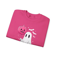 Pink Balloon Halloween Ghost Sweater | Unisex Crewneck Sweatshirt for Cozy Autumn Nights, Halloween Party, Spooky