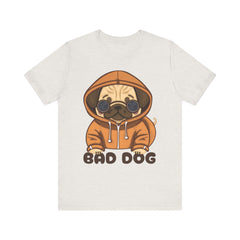 Graphic Tee with Cute Bad Dog Illustration - Unisex Jersey Short Sleeve Tee