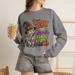 Halloween Cat 'What the Hex?' Crewneck Sweatshirt
