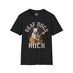 Rockstar Dog Bass Guitar Unisex T-Shirt - Deaf Dogs Definitely Rock on Electric Guitars Design