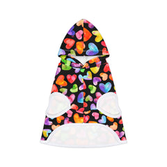 Pet Hoodie - Rainbow Hearts on Black