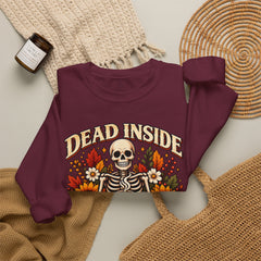 Skeleton Coffee Sweatshirt, Dead Inside But Caffeinated Crewneck, Halloween Gift, Unisex Fall Apparel, Cozy Lounge Wear