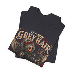 It's Not Grey Hair It's Wisdom Glitter T-Shirt — Vintage Skull & Rose Biker Tee for Women & Men