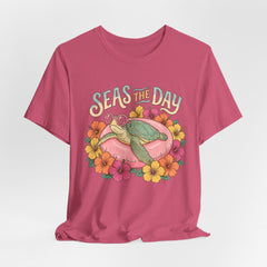 Seas the Day Turtle Tee — Vintage Floral Beach T-Shirt