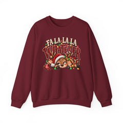 'Fa La La La Whatever' Cute Sleepy Reindeer Christmas Sweatshirt