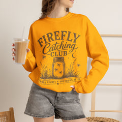 Firefly Catching Club Sweatshirt — Vintage Mason Jar Summer Nights Crewneck - Southern Heritage