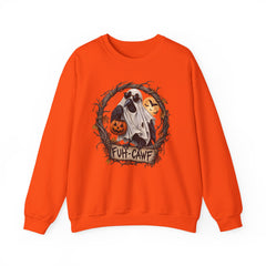 Halloween Ghost Crewneck Sweatshirt – 'Fuh-Cawf' Spooky Pumpkin Design
