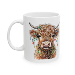Highland Cow Mug — Colorful Watercolor Scottish Cow Ceramic Coffee Cup (11oz & 15oz)