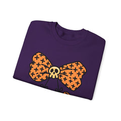 Halloween Pumpkin Bow Sweatshirt, Fall Fashion, Cozy Crewneck, Unisex Sweatshirts, Holiday Apparel, Seasonal Gift