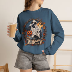 Halloween Ghost Crewneck Sweatshirt – 'Fuh-Cawf' Spooky Pumpkin Design