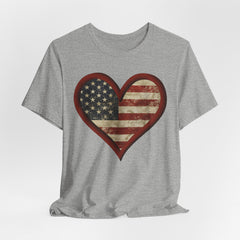 Patriotic Heart Tee - Love USA, American Pride Shirt, 4th of July, Independence Day, Memorial Day, Gift for Her
