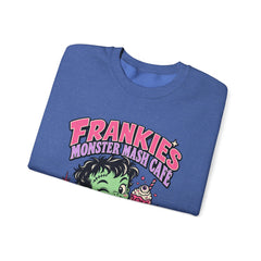 Frankie’s Monstermash Café Sweatshirt — Retro Cute Frankenstein Milkshake Halloween Crewneck