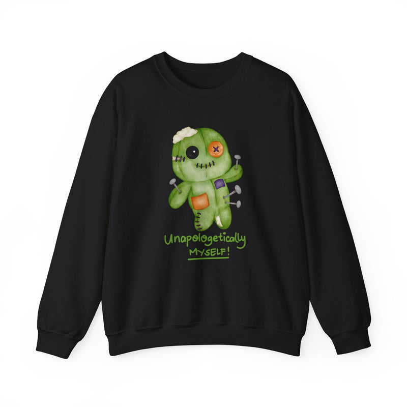 Fun Voodoo Doll Sweatshirt, Unapologetically Myself Crewneck, Cozy Gift for Halloween, Casual Wear, Self-Love Apparel