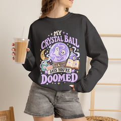 Doomed Crystal Ball Crewneck Sweatshirt — Cute Pastel Gothic Fortune-Telling Graphic