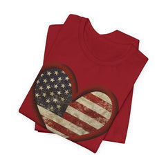 Patriotic Heart Tee - Love USA, American Pride Shirt, 4th of July, Independence Day, Memorial Day, Gift for Her