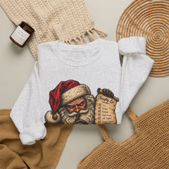 Santa Saw Everything Crewneck Sweatshirt — Vintage Naughty or Nice Christmas Sweater