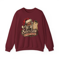Santa Saw Everything Crewneck Sweatshirt — Vintage Naughty or Nice Christmas Sweater