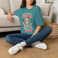 T-Shirt — "Serving Chills" Retro Dessert Graphic Tee (Extra Whipped Cream) - BP - Halloween