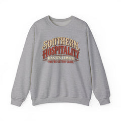 Southern Hospitality Crewneck Sweatshirt — "Southern Hospitality Has Its Limits, You're Gettin' Close"