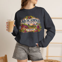 Muscadine Vineyard Crewneck Sweatshirt — Vintage Grape Winery Graphic - Southern Heritage
