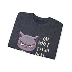 Oh, What Fresh Hell Is This? Coffee Crewneck Sweatshirt - Sarcastic