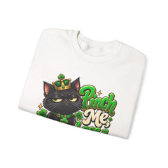 St. Patrick’s Black Cat Sweatshirt  "Pinch Me, Lose a Finger" Graphic Crewneck