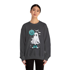 Teal Pumpkin & Ghost Crewneck Sweatshirt, Cozy Fall Apparel, Funny Sweatshirt, Gift for Her, Casual Wear